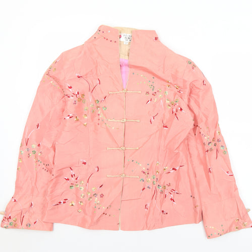 Wei Na Si Womens Pink Floral  Jacket  Size 2XL  Button