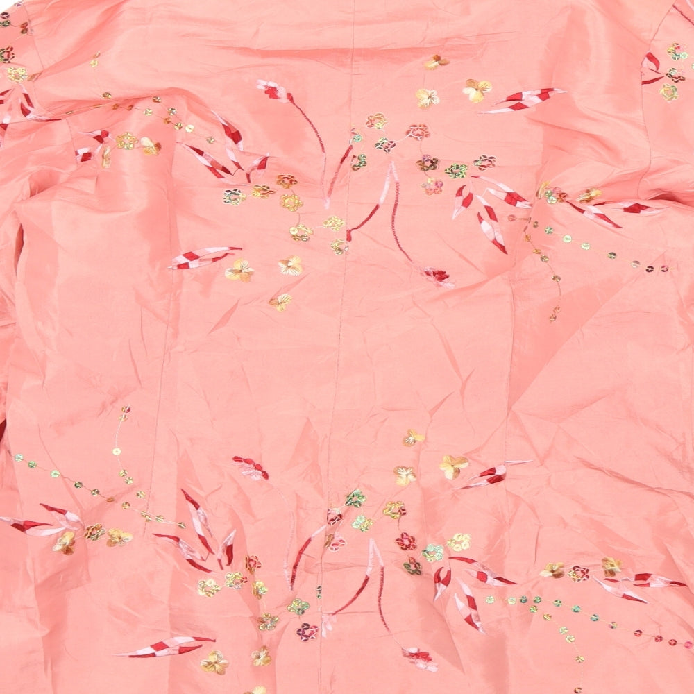 Wei Na Si Womens Pink Floral  Jacket  Size 2XL  Button