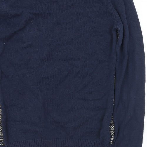 NEXT Womens Blue Round Neck Geometric Cotton Pullover Jumper Size 10