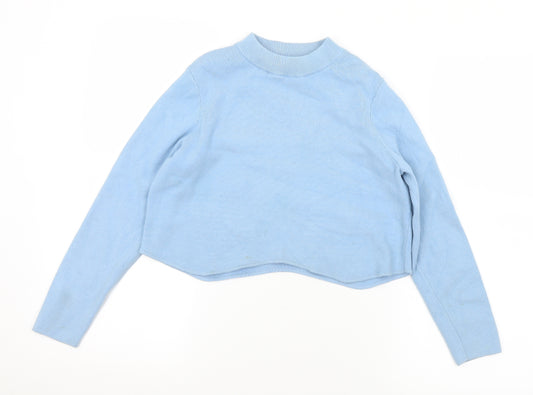 Zara Girls Blue Mock Neck  Viscose Pullover Jumper Size 11-12 Years