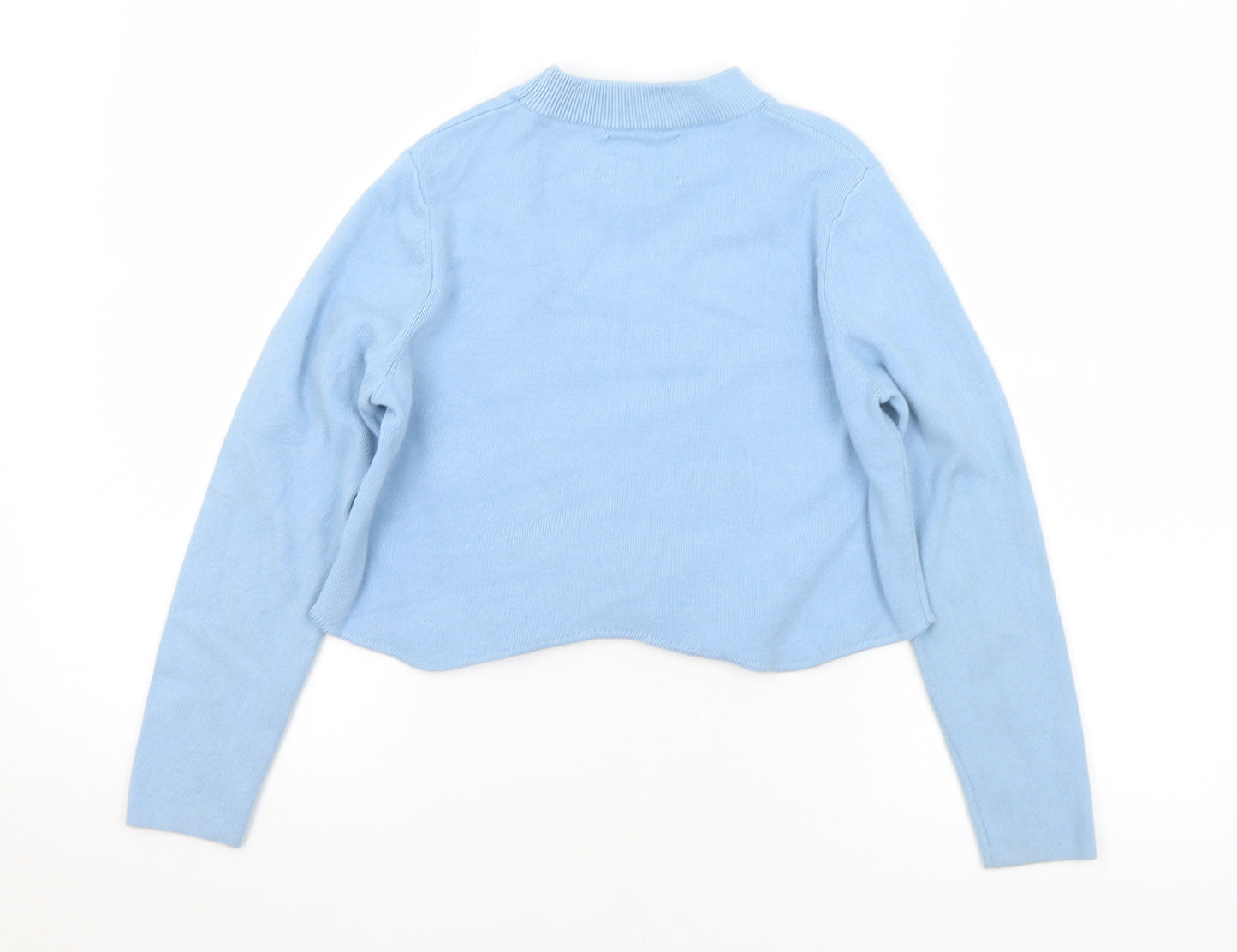 Zara Girls Blue Mock Neck  Viscose Pullover Jumper Size 11-12 Years