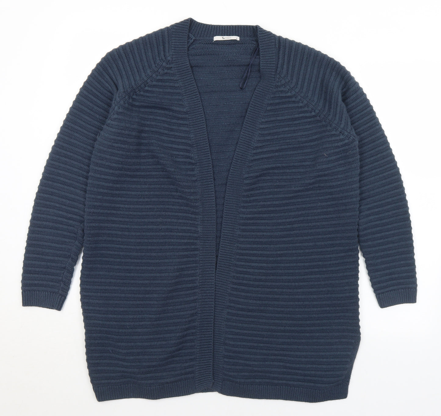 TU Womens Blue Collared  Acrylic Cardigan Jumper Size 16