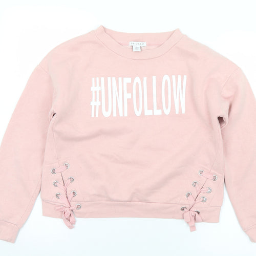 Primark Girls Pink  Polyester Pullover Sweatshirt Size 11-12 Years   - Unfollow