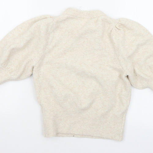 H&M Womens Ivory Crew Neck  Polyester Pullover Jumper Size S