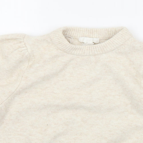 H&M Womens Ivory Crew Neck  Polyester Pullover Jumper Size S