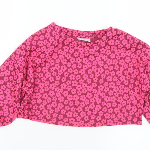 Matalan Girls Pink Floral Polyester Pullover Sweatshirt Size 5 Years