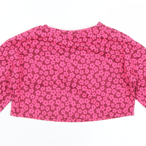 Matalan Girls Pink Floral Polyester Pullover Sweatshirt Size 5 Years
