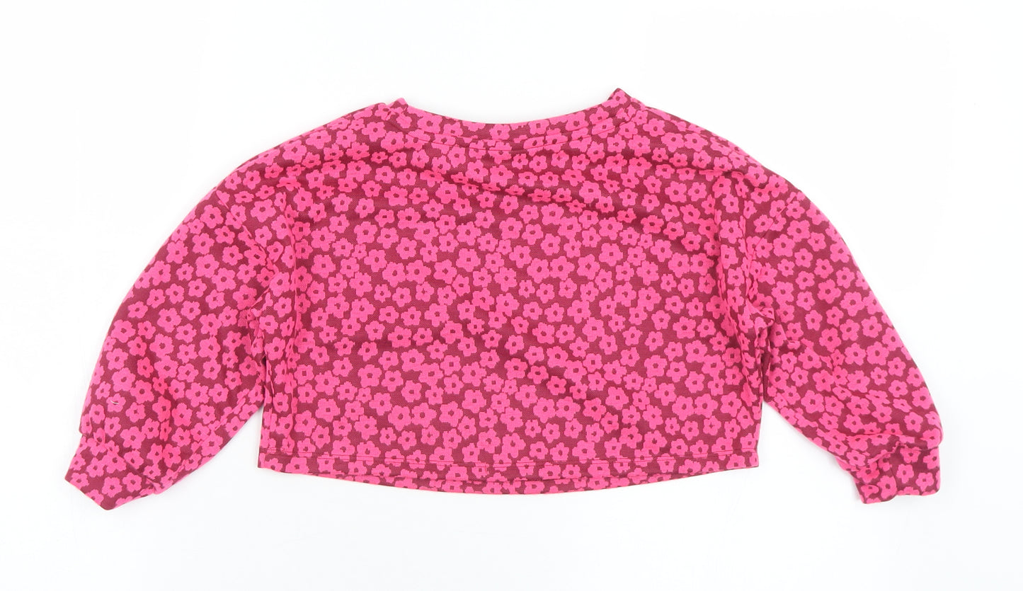 Matalan Girls Pink Floral Polyester Pullover Sweatshirt Size 5 Years