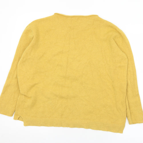 Preworn Womens Yellow Round Neck  Viscose Pullover Jumper Size M   - Star