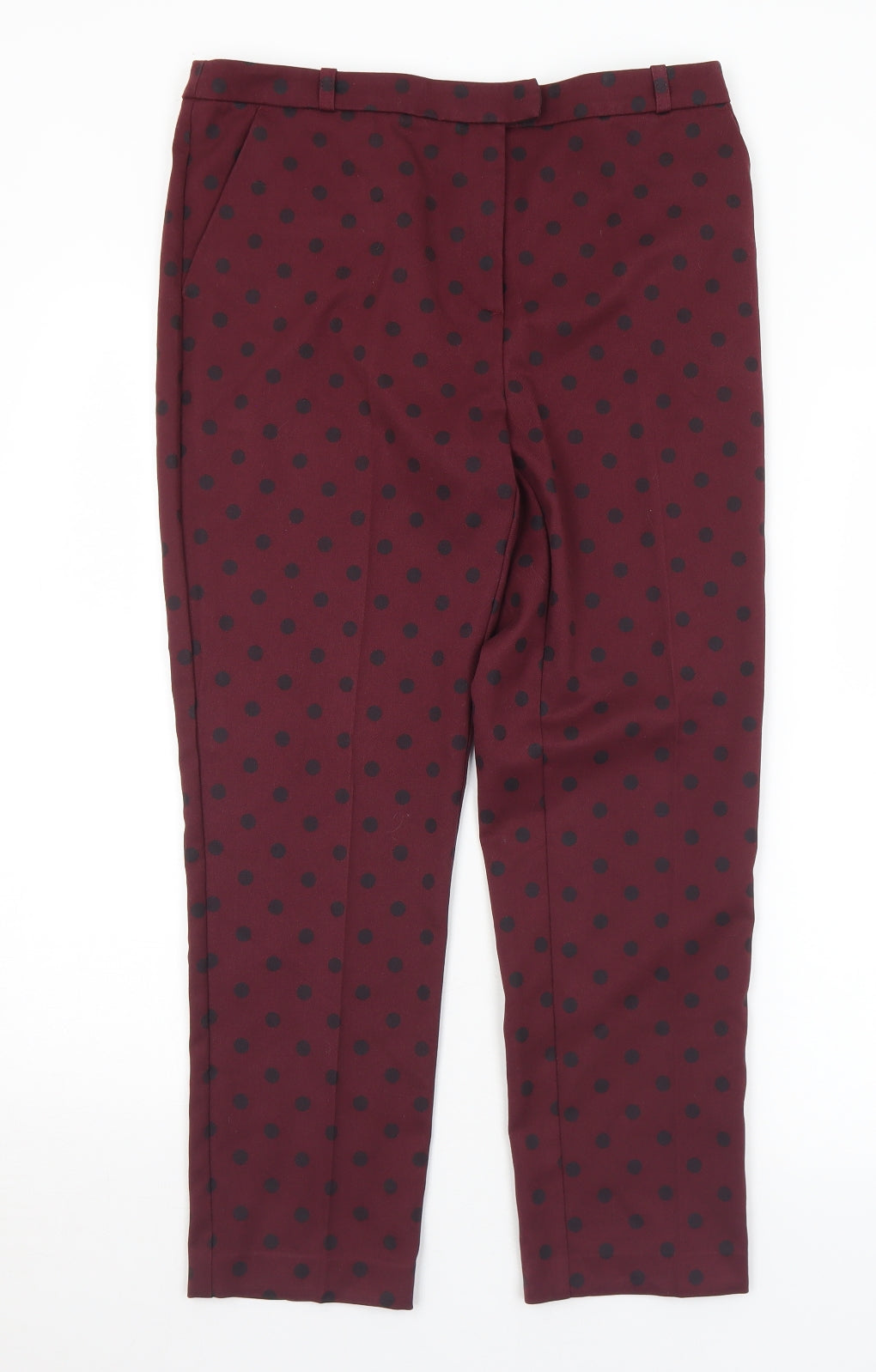 Topshop Womens Purple Polka Dot Polyester Trousers  Size 14 L25 in Regular Hook & Eye
