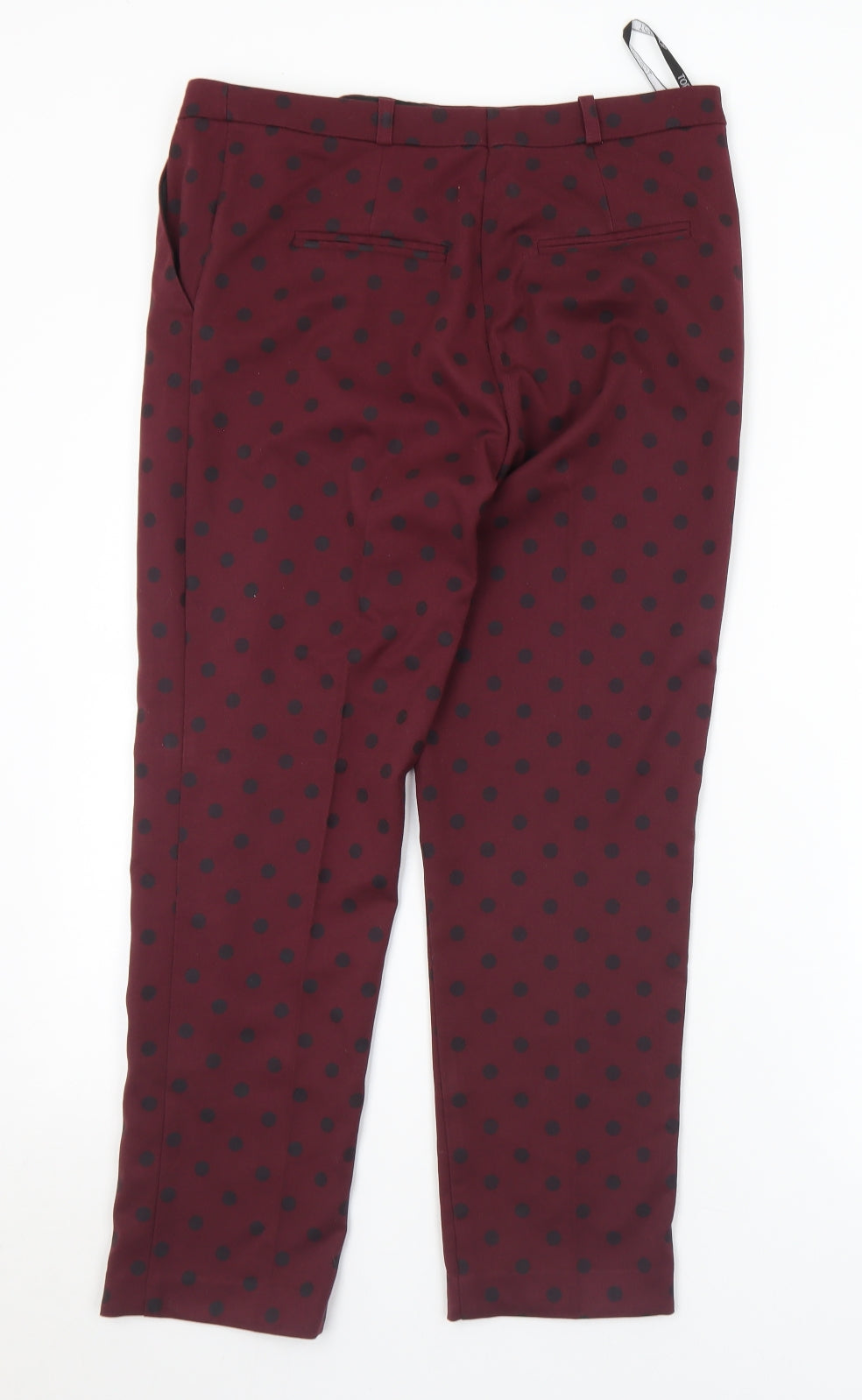 Topshop Womens Purple Polka Dot Polyester Trousers  Size 14 L25 in Regular Hook & Eye