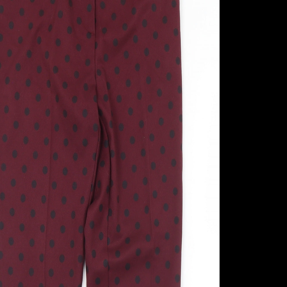 Topshop Womens Purple Polka Dot Polyester Trousers  Size 14 L25 in Regular Hook & Eye