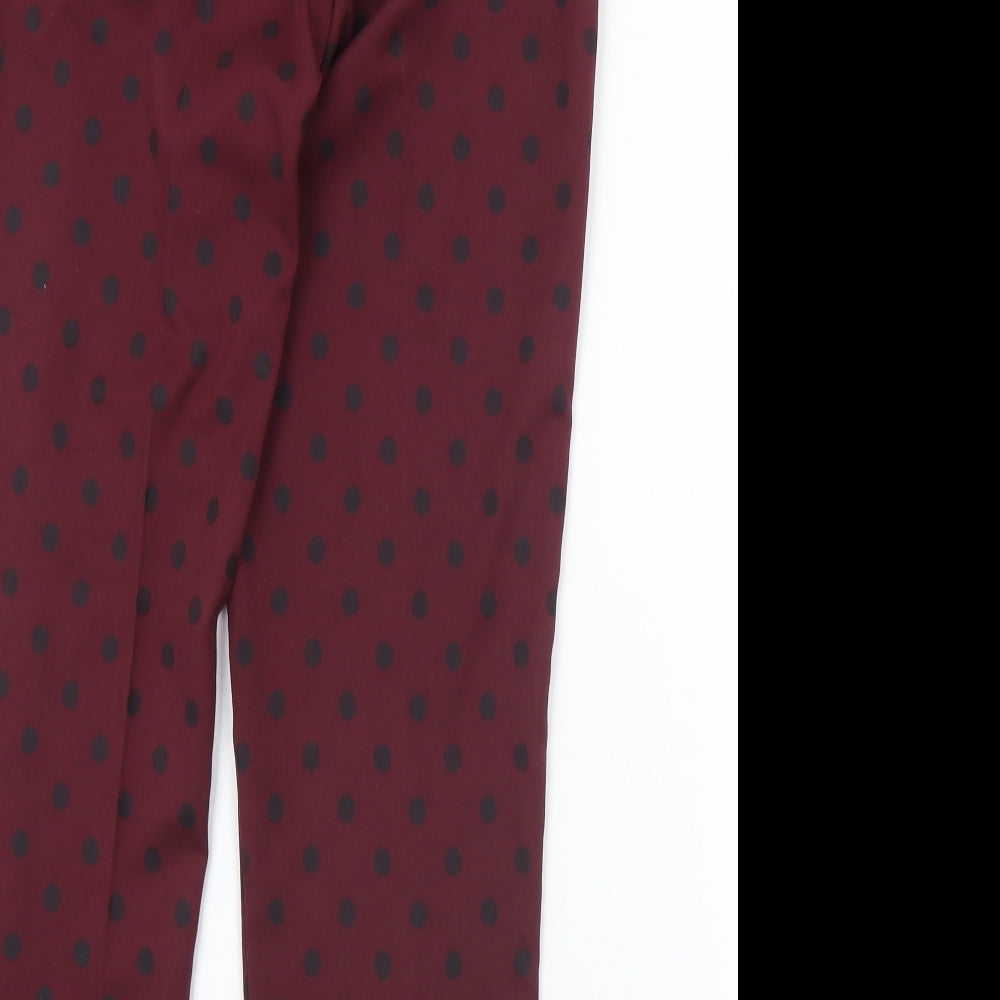 Topshop Womens Purple Polka Dot Polyester Trousers  Size 14 L25 in Regular Hook & Eye