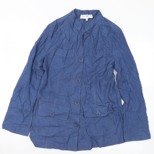 Gray Osbourn Womens Blue  Polyester Jersey Button-Up Size 10 Henley