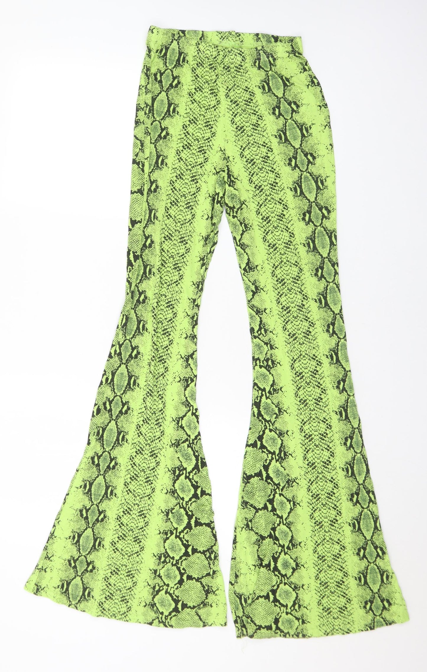 Boohoo Womens Yellow Animal Print Viscose Jogger Leggings Size 8 L33 in
