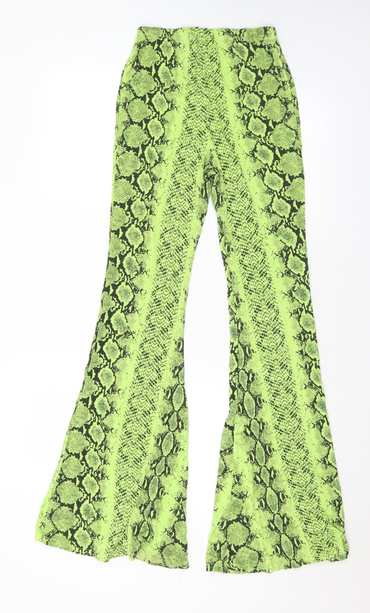 Boohoo Womens Yellow Animal Print Viscose Jogger Leggings Size 8 L33 in
