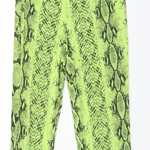 Boohoo Womens Yellow Animal Print Viscose Jogger Leggings Size 8 L33 in