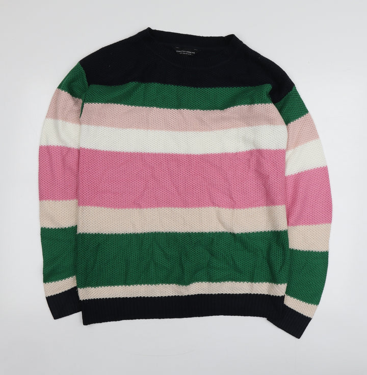 Dorothy Perkins Womens Multicoloured Round Neck Striped Acrylic Pullover Jumper Size 10