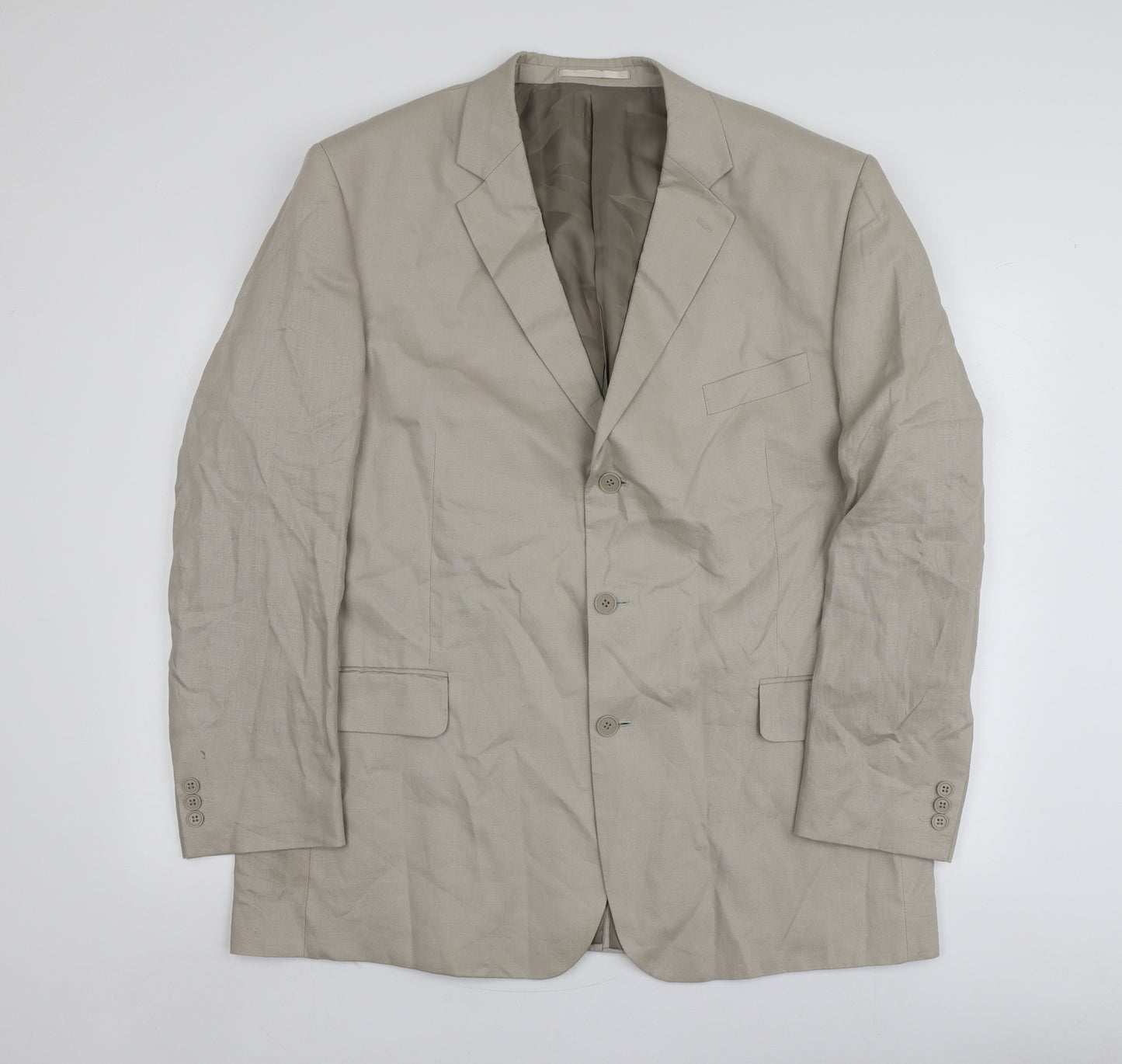 Karl Jackson Mens Beige  Linen Jacket Suit Jacket Size 58