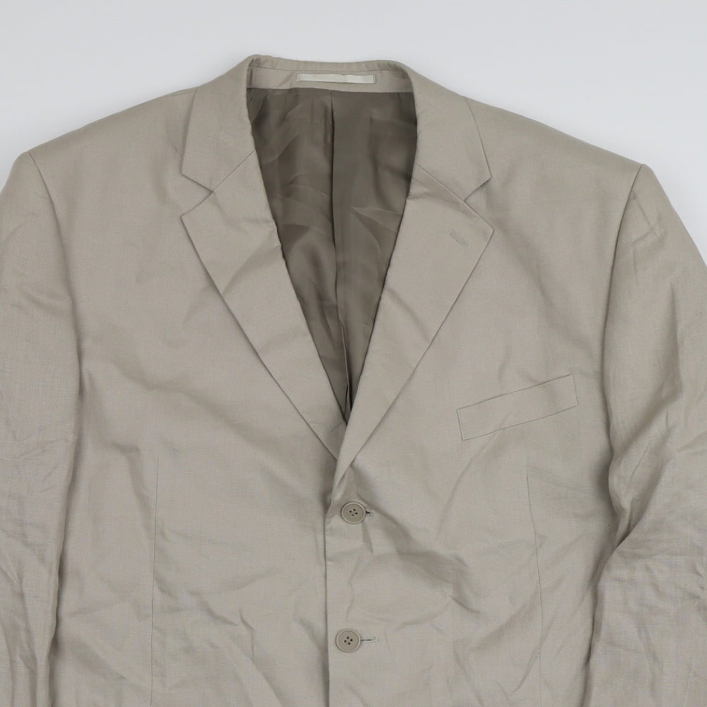 Karl Jackson Mens Beige  Linen Jacket Suit Jacket Size 58