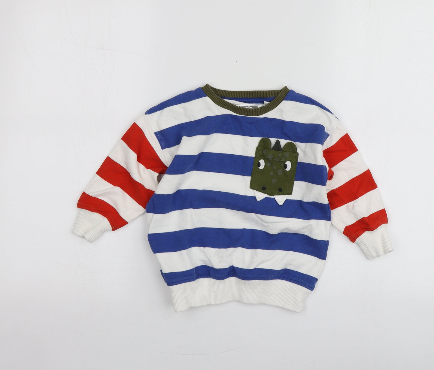 NEXT Boys Multicoloured Striped Cotton Pullover Hoodie Size 2-3 Years