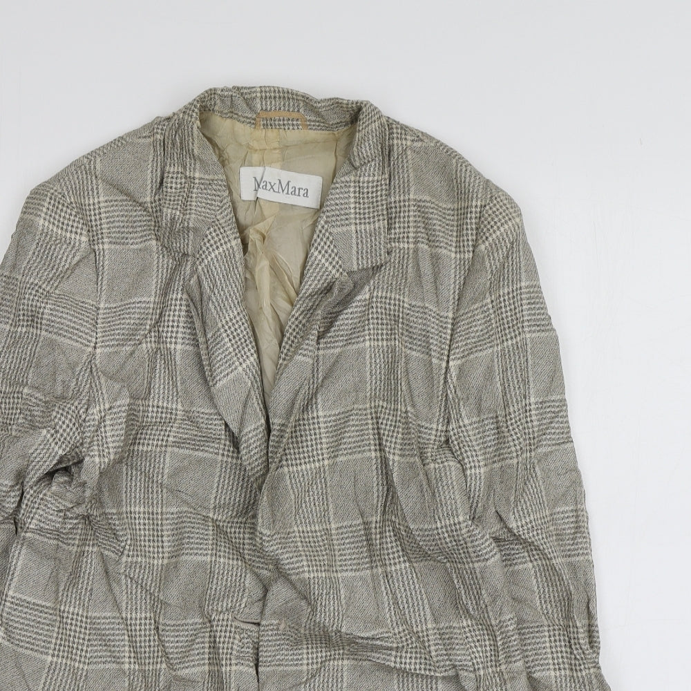 Max Mara Womens Beige Plaid Cotton Jacket Suit Jacket Size 12