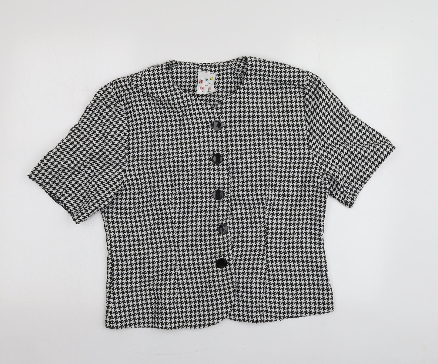GTC Womens Black Houndstooth  Jacket Blazer Size 2