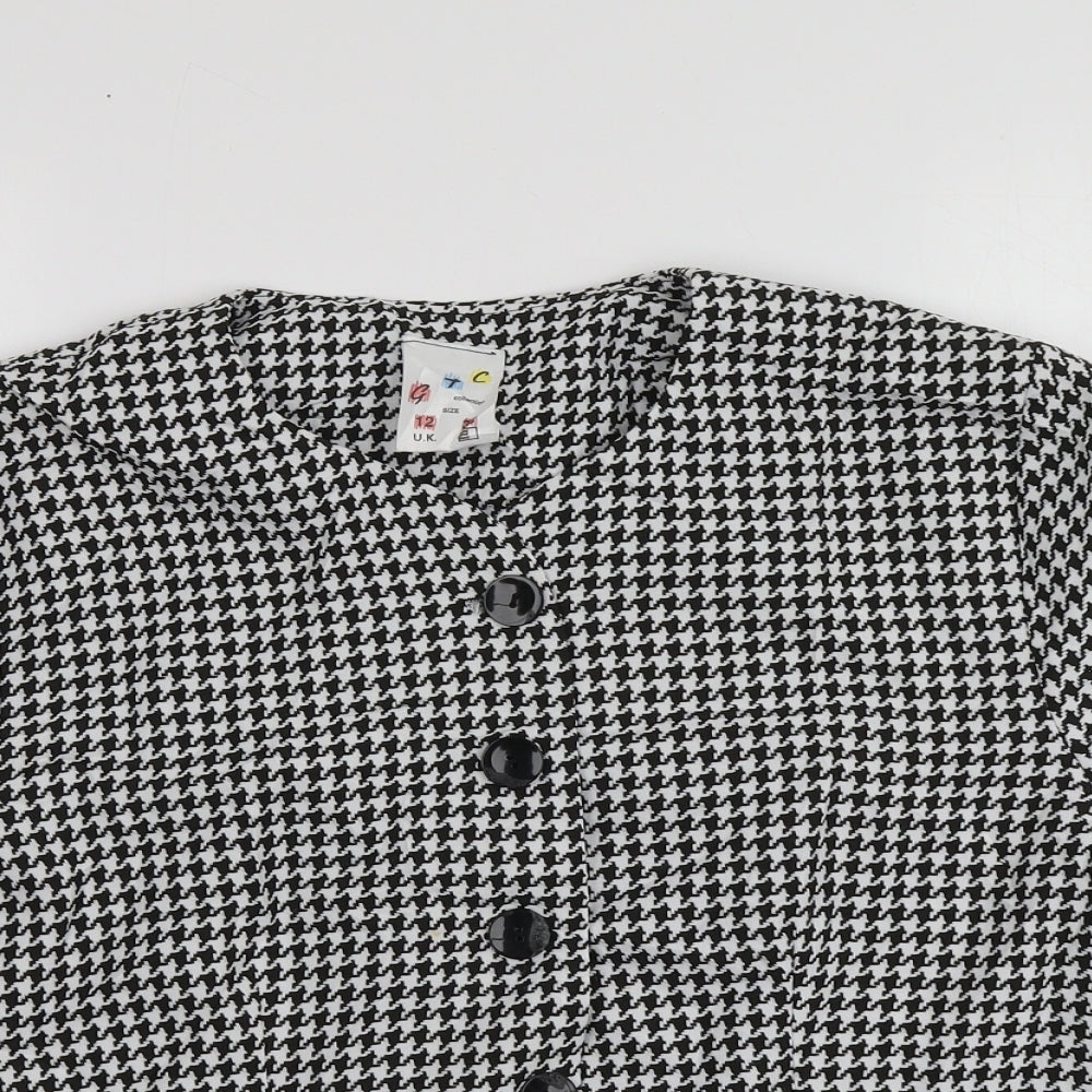 GTC Womens Black Houndstooth  Jacket Blazer Size 2