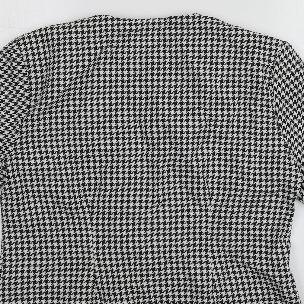 GTC Womens Black Houndstooth  Jacket Blazer Size 2