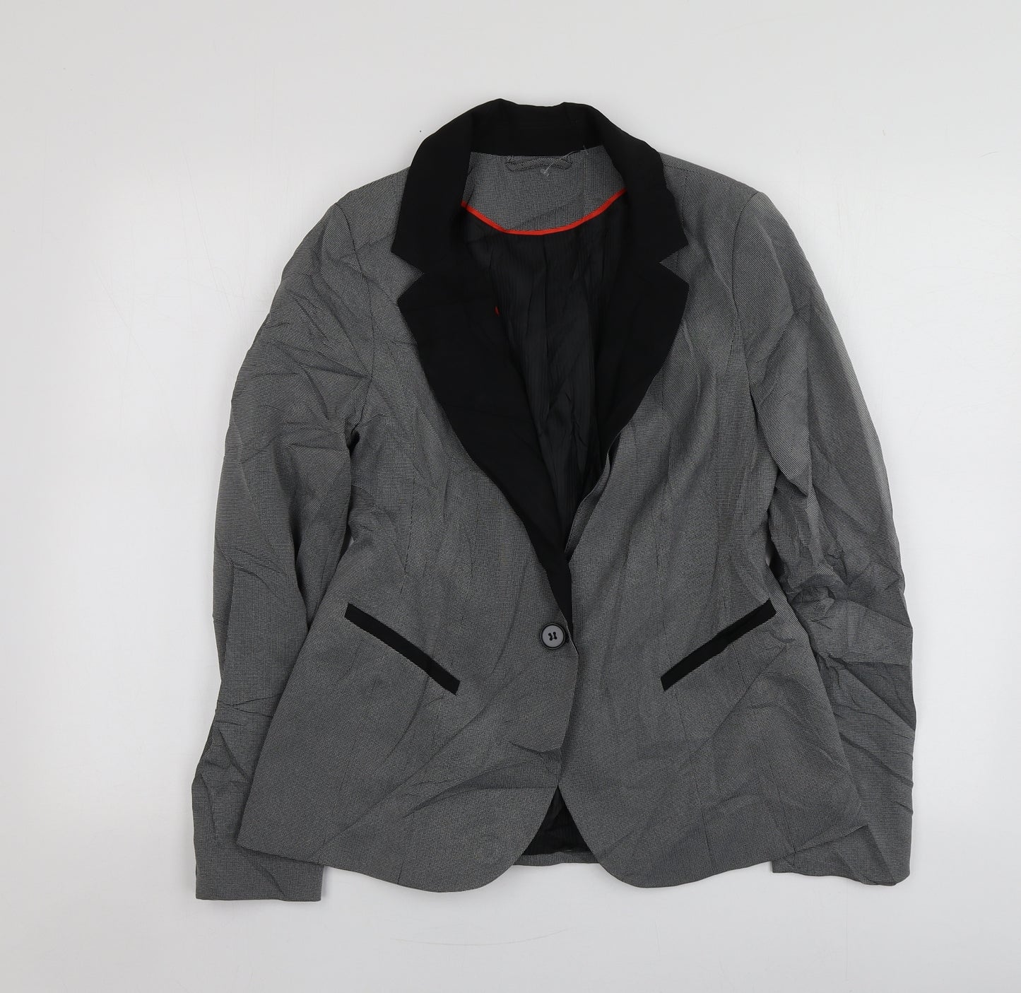 F&F Womens Grey Herringbone Polyester Jacket Suit Jacket Size 12