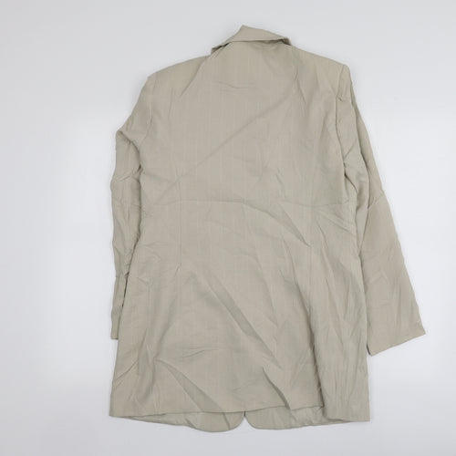 Classics Womens Beige Striped Polyester Jacket Blazer Size 14
