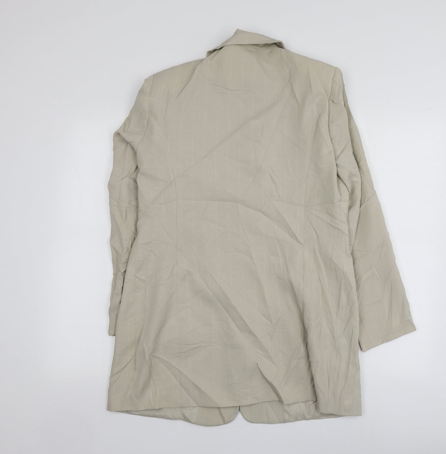 Classics Womens Beige Striped Polyester Jacket Blazer Size 14
