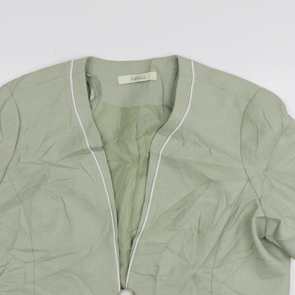 Classics Womens Green  Polyester Jacket Blazer Size 18