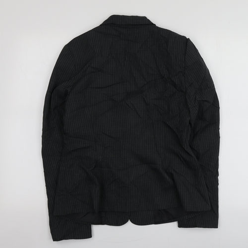 George Womens Black Striped Polyester Jacket Suit Jacket Size 14