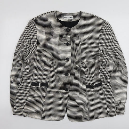 Gerry Weber Womens Beige Houndstooth Polyester Jacket Blazer Size 14