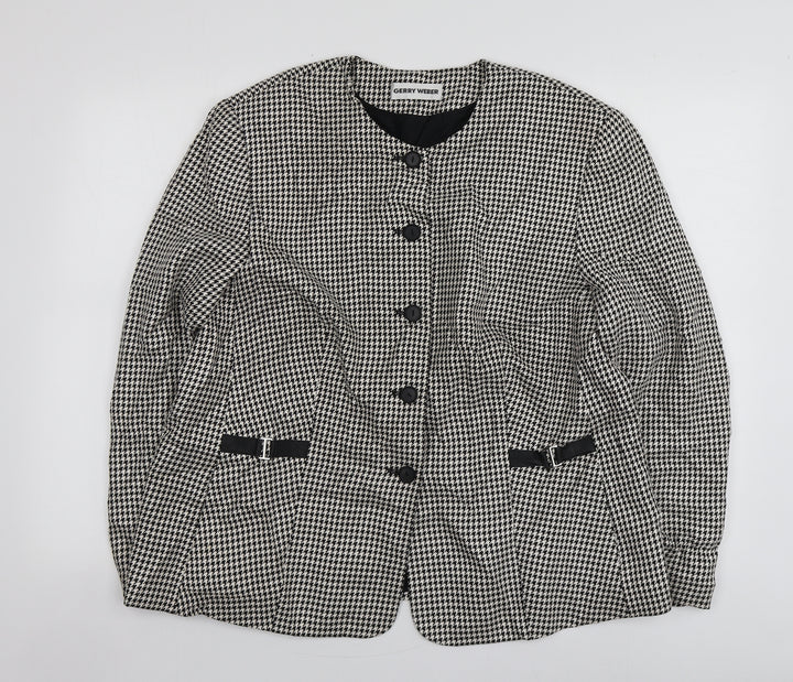 Gerry Weber Womens Beige Houndstooth Polyester Jacket Blazer Size 14