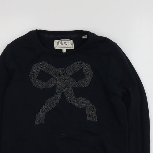 Jack Wills Womens Blue Geometric Cotton Pullover Hoodie Size 6