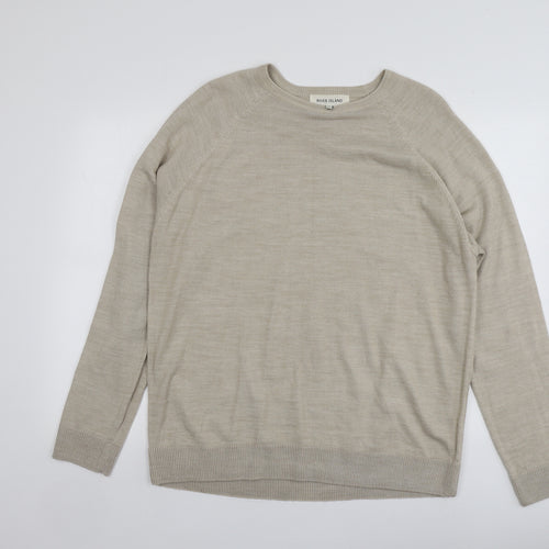 River Island Mens Beige Round Neck  Acrylic Pullover Jumper Size XL