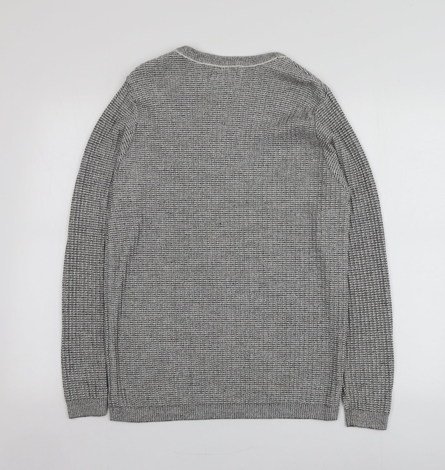 River Island Mens Grey Round Neck  Acrylic Pullover Jumper Size L