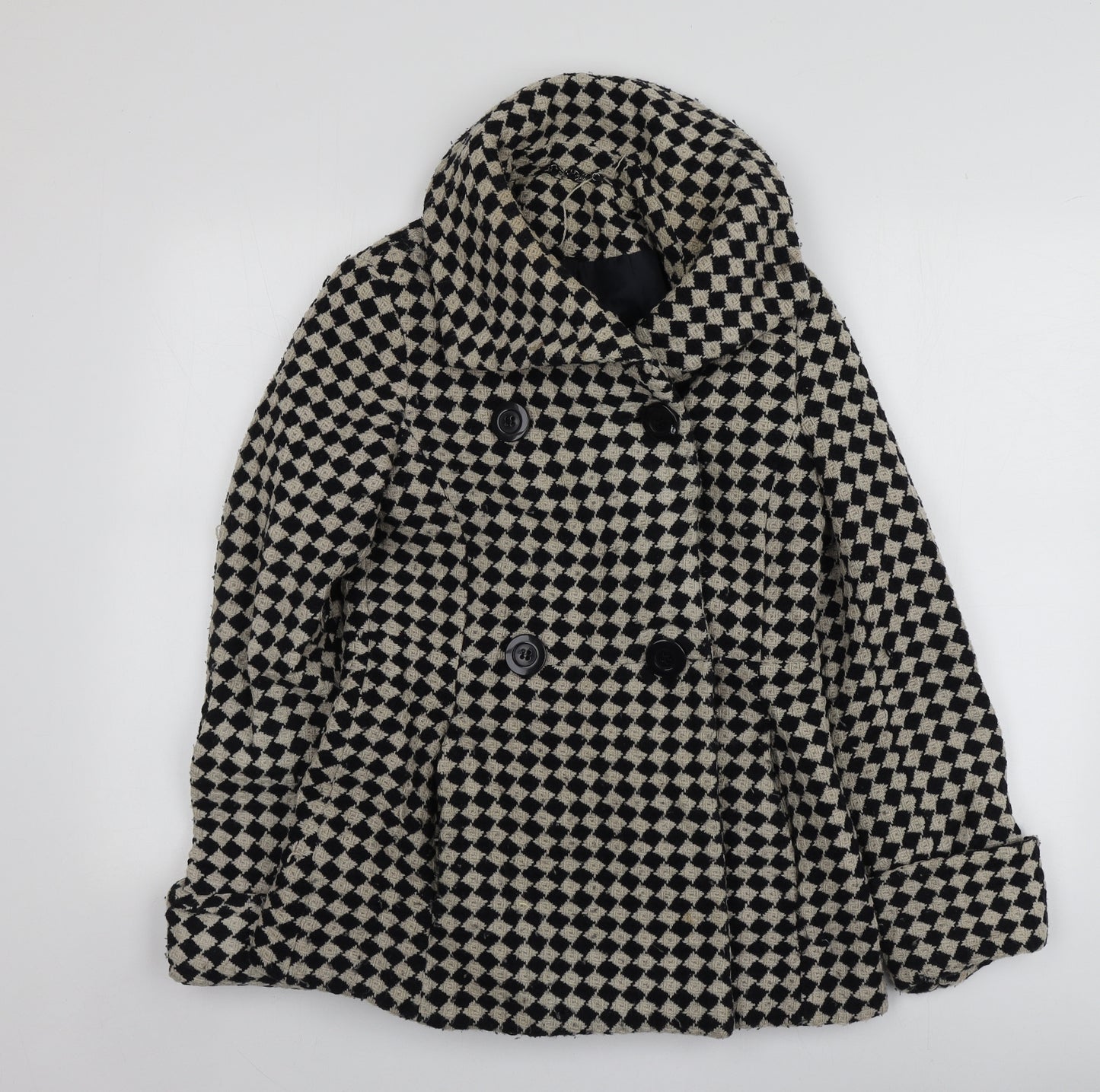 Topshop Womens Beige Check  Overcoat Coat Size 10