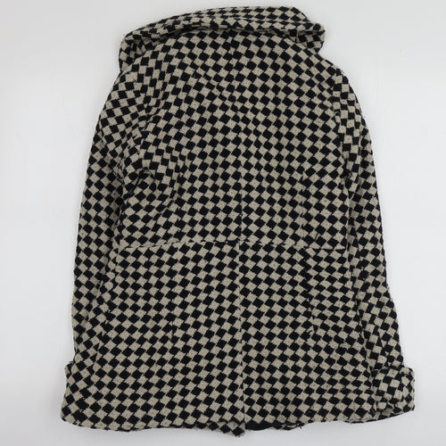 Topshop Womens Beige Check  Overcoat Coat Size 10