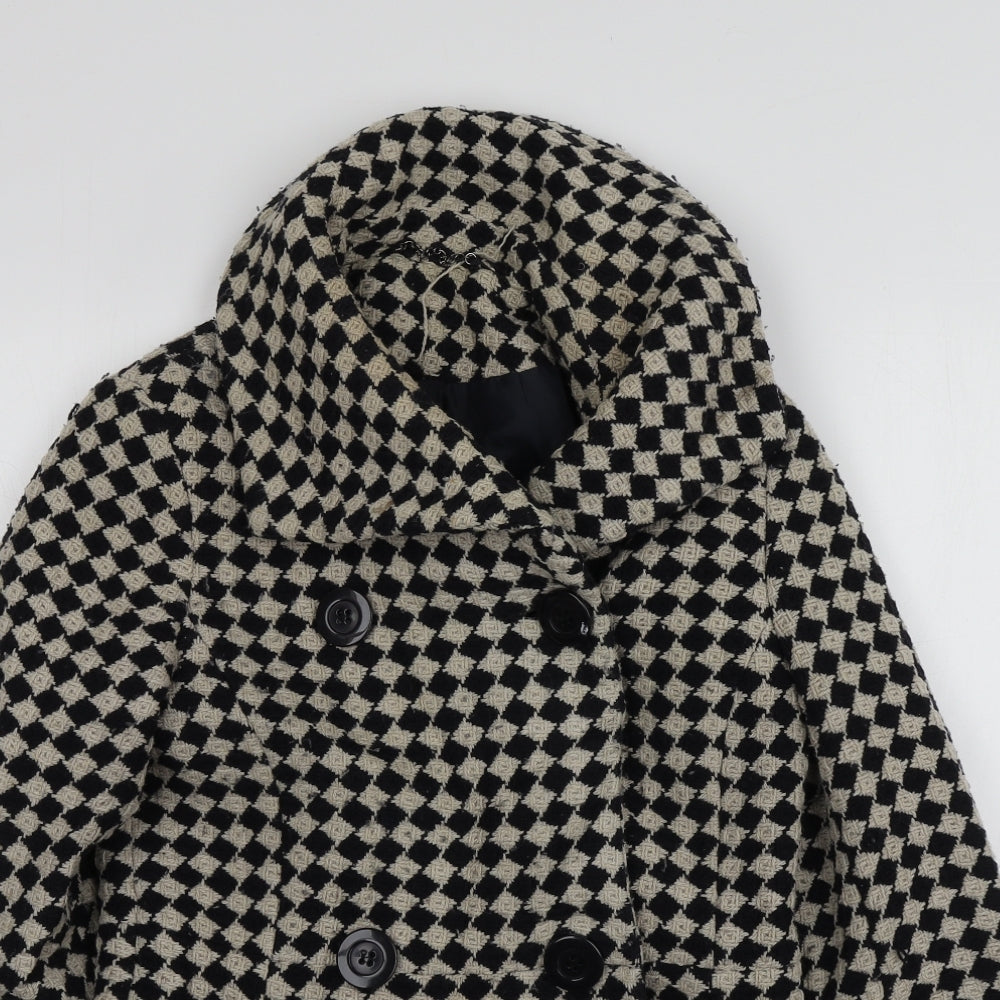 Topshop Womens Beige Check  Overcoat Coat Size 10