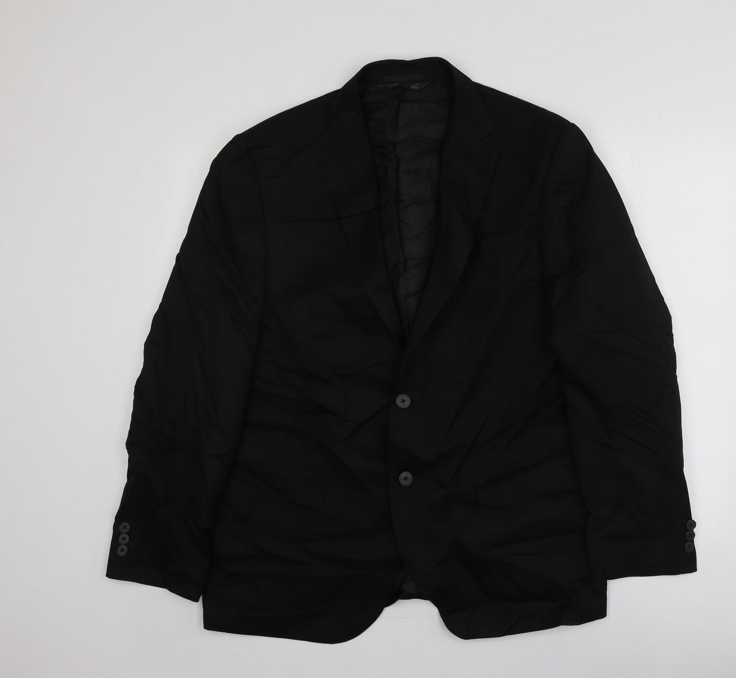 M&S Mens Black  Polyester Jacket Suit Jacket Size XL
