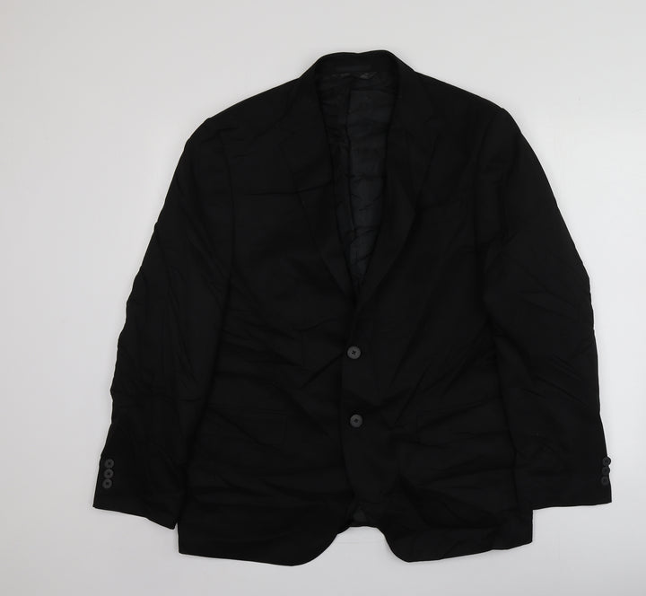 M&S Mens Black  Polyester Jacket Suit Jacket Size XL