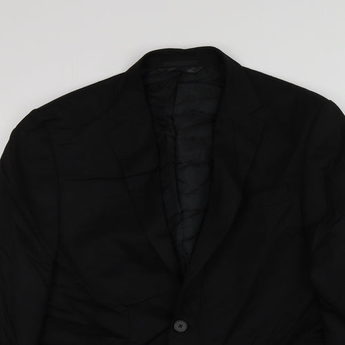 M&S Mens Black  Polyester Jacket Suit Jacket Size XL