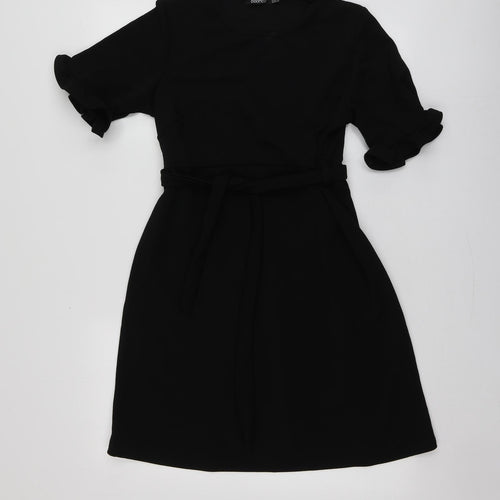 Boohoo Womens Black  Polyester Trapeze & Swing  Size 12  Round Neck