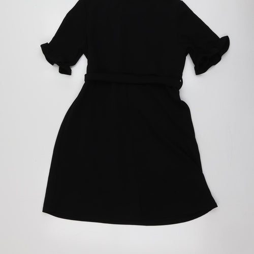 Boohoo Womens Black  Polyester Trapeze & Swing  Size 12  Round Neck