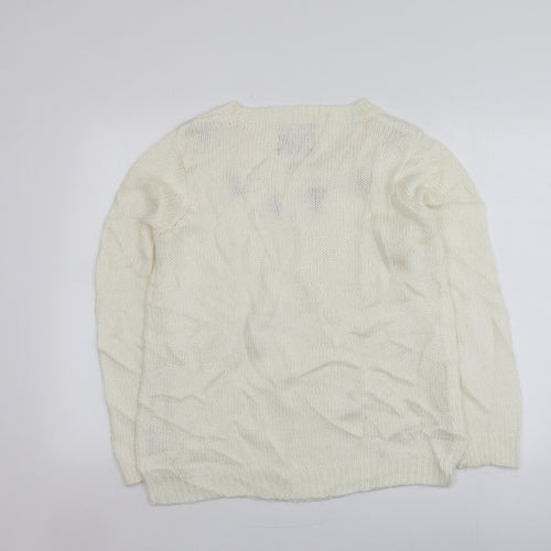 George Womens Ivory Round Neck Geometric Acrylic Pullover Jumper Size 14   - Santa Jumper