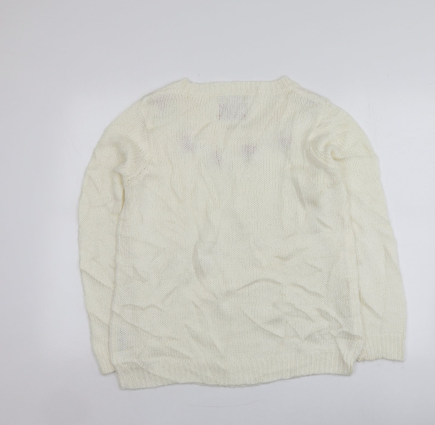 George Womens Ivory Round Neck Geometric Acrylic Pullover Jumper Size 14   - Santa Jumper