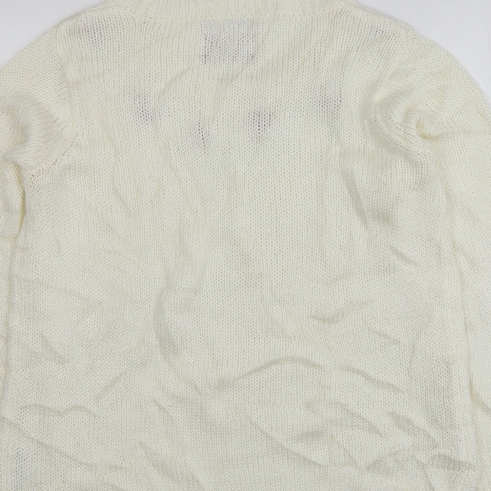 George Womens Ivory Round Neck Geometric Acrylic Pullover Jumper Size 14   - Santa Jumper